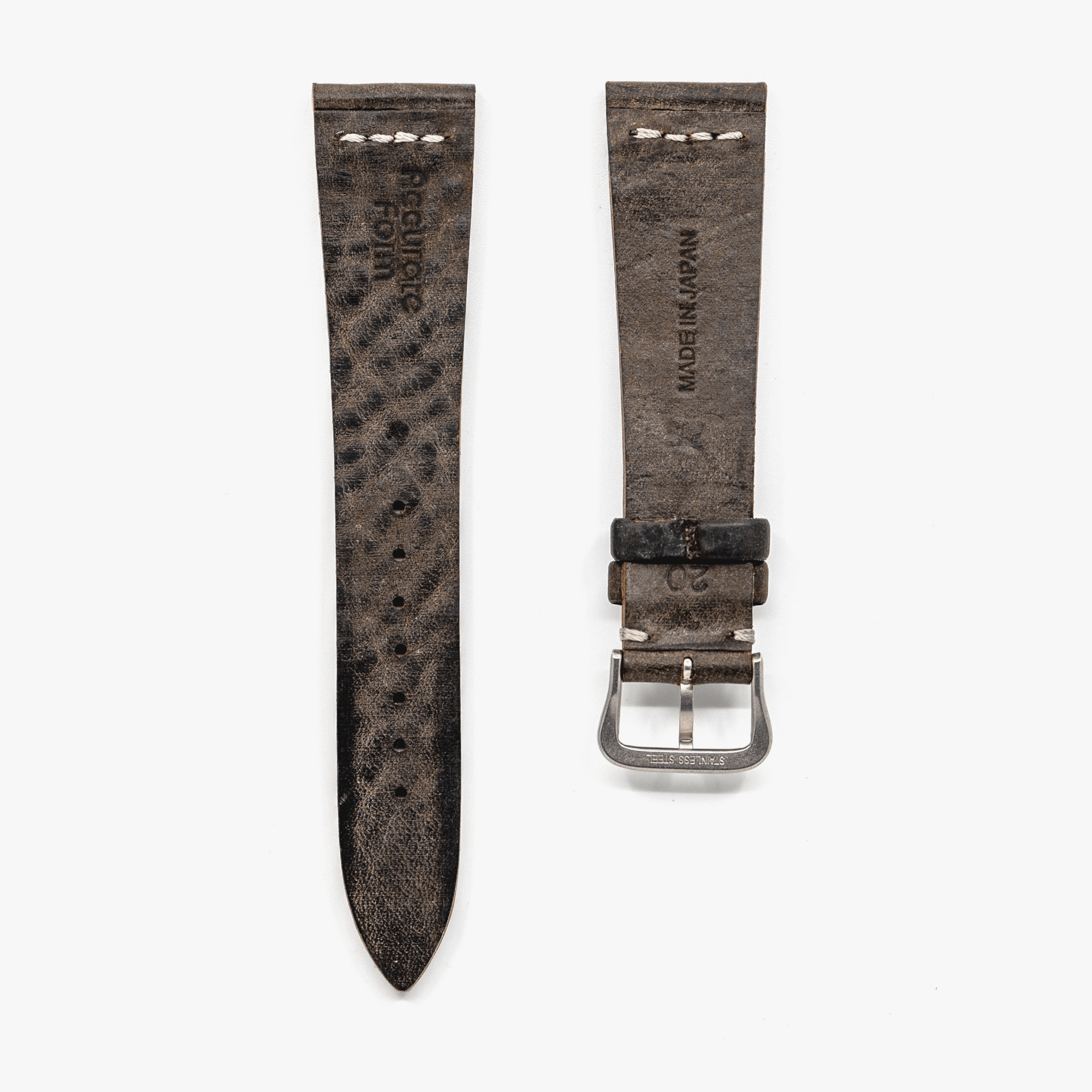Accurate Form Italian Waxed Cowhide Center Stitched Watch Strap - Time Curated