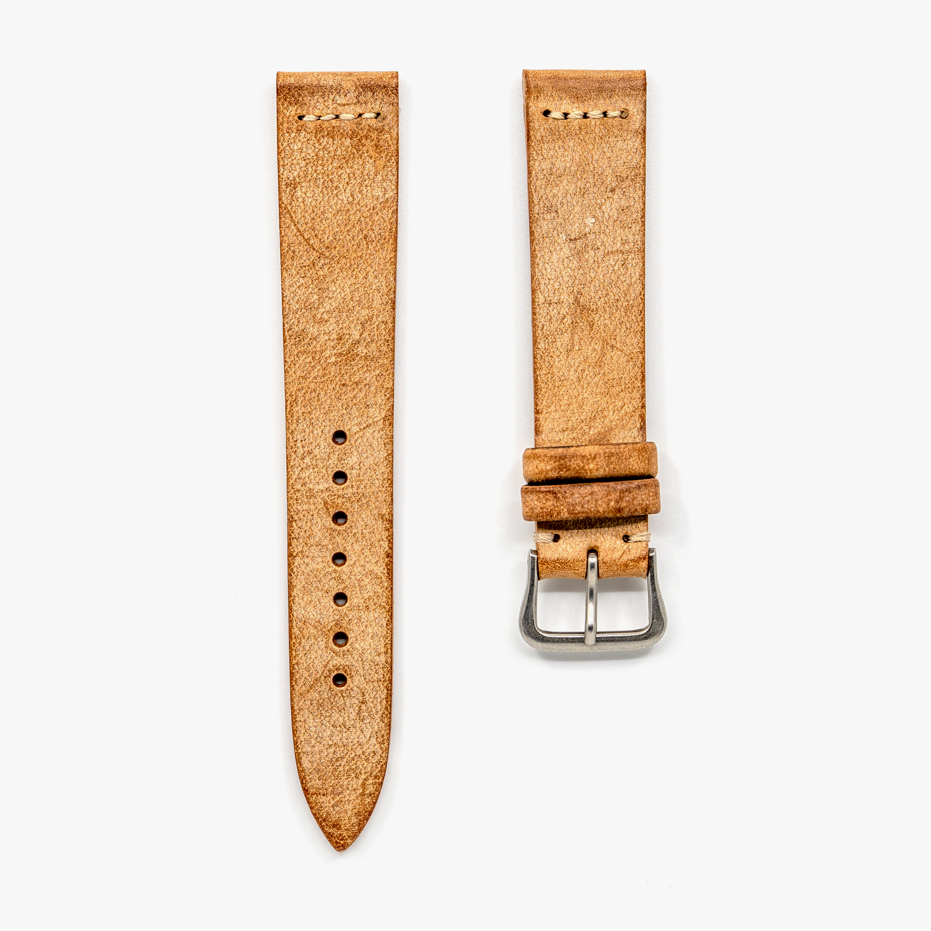 Italian Waxed Cowhide Center Stitched Watch Strap