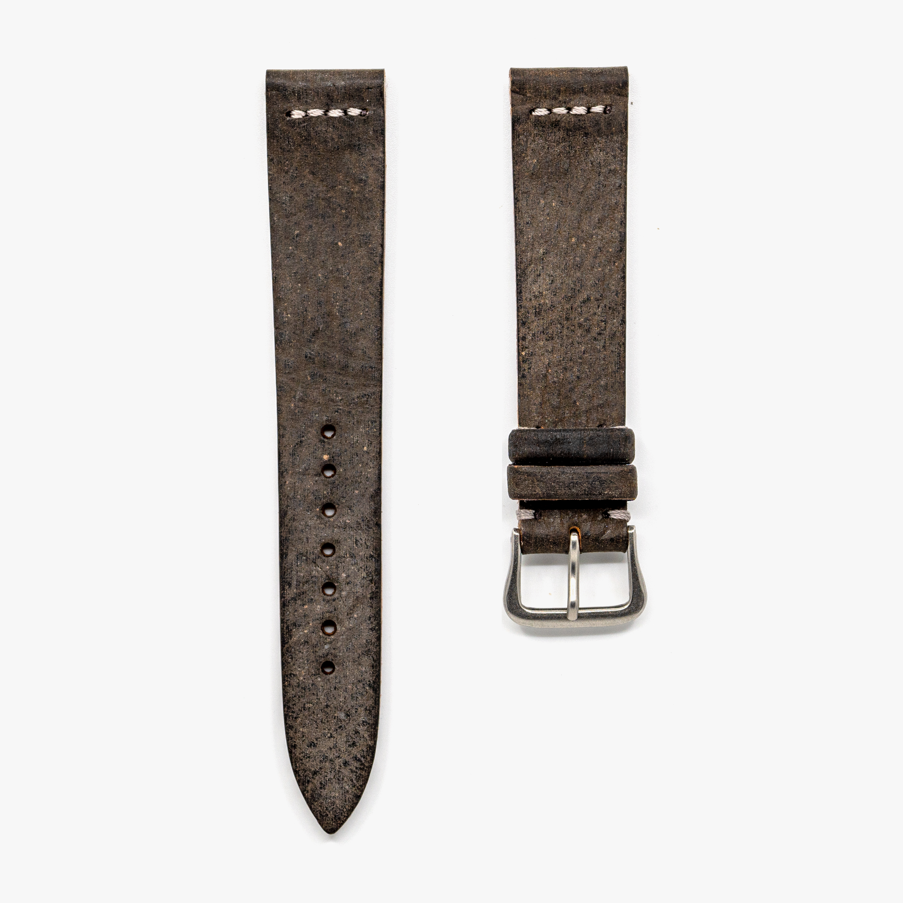 Italian Waxed Cowhide Center Stitched Watch Strap