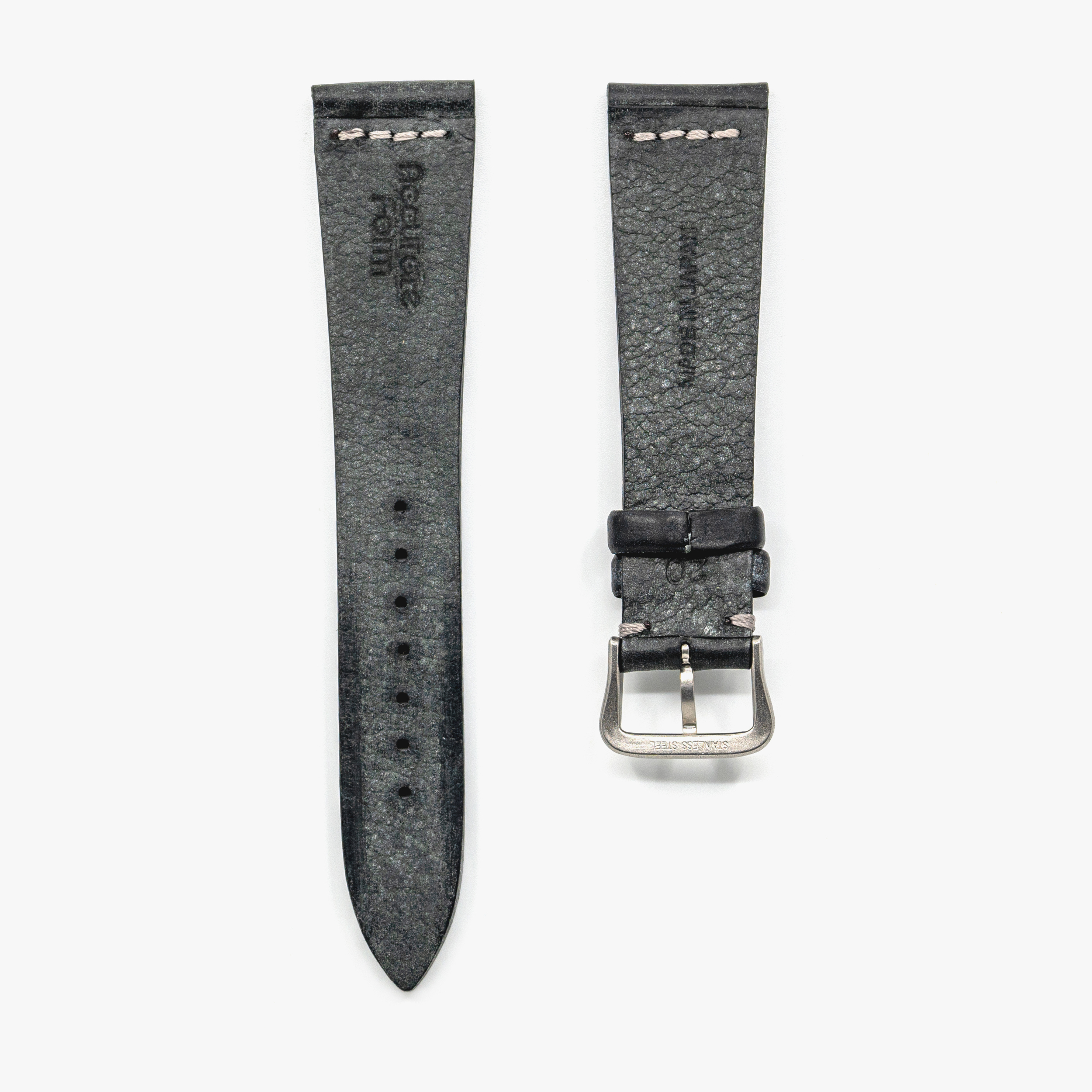 Italian Waxed Cowhide Center Stitched Watch Strap