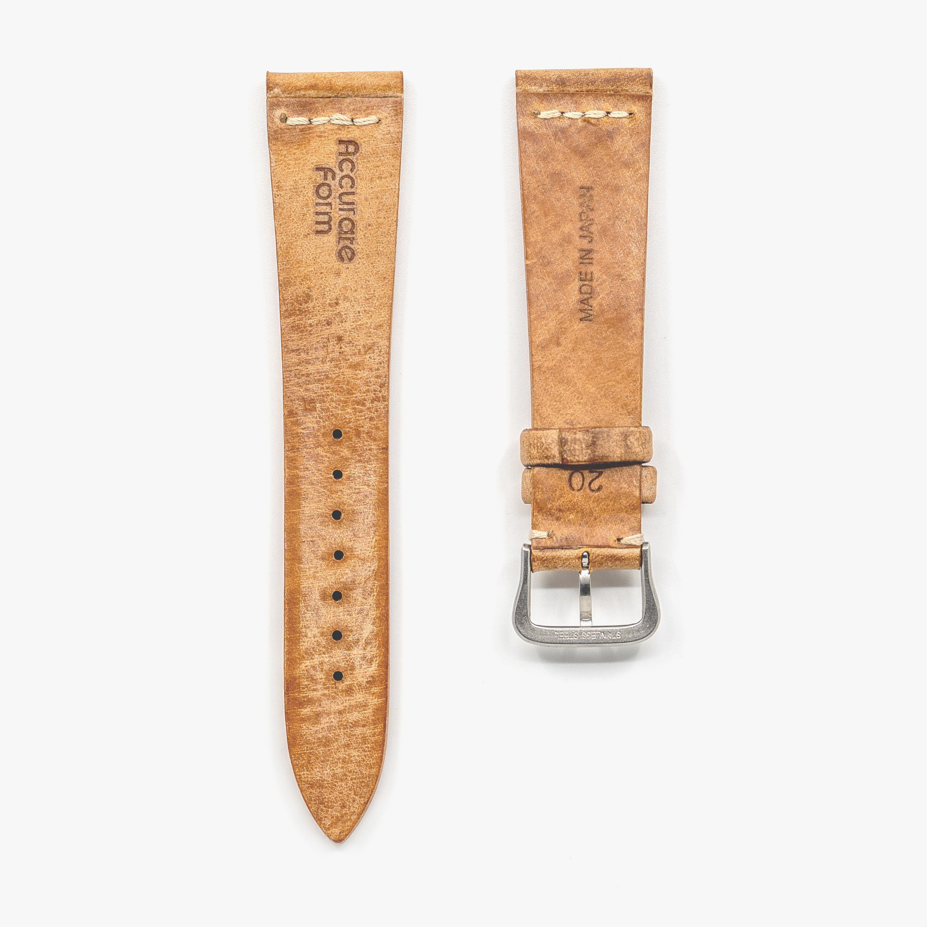 Italian Waxed Cowhide Center Stitched Watch Strap
