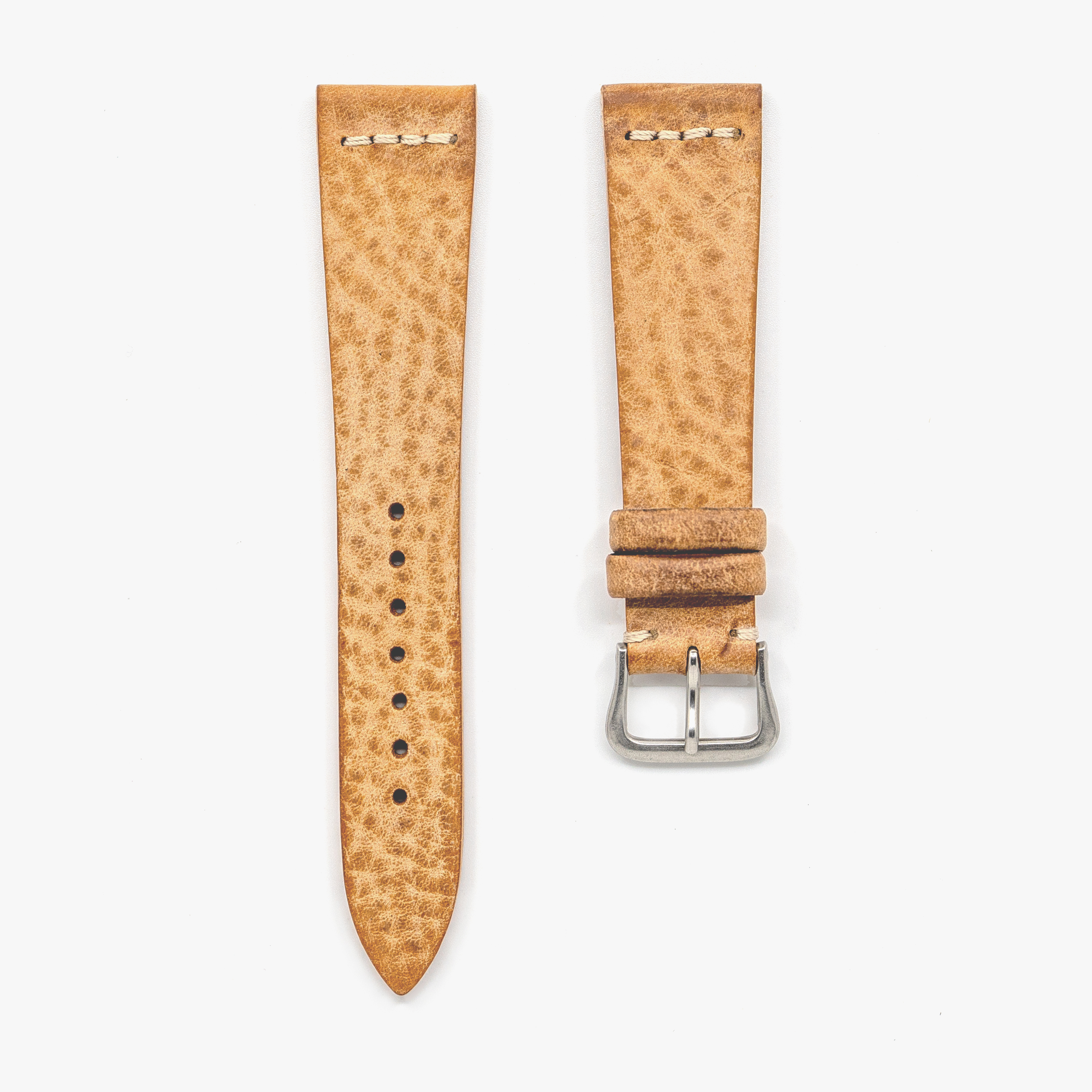 Italian Waxed Cowhide Center Stitched Watch Strap