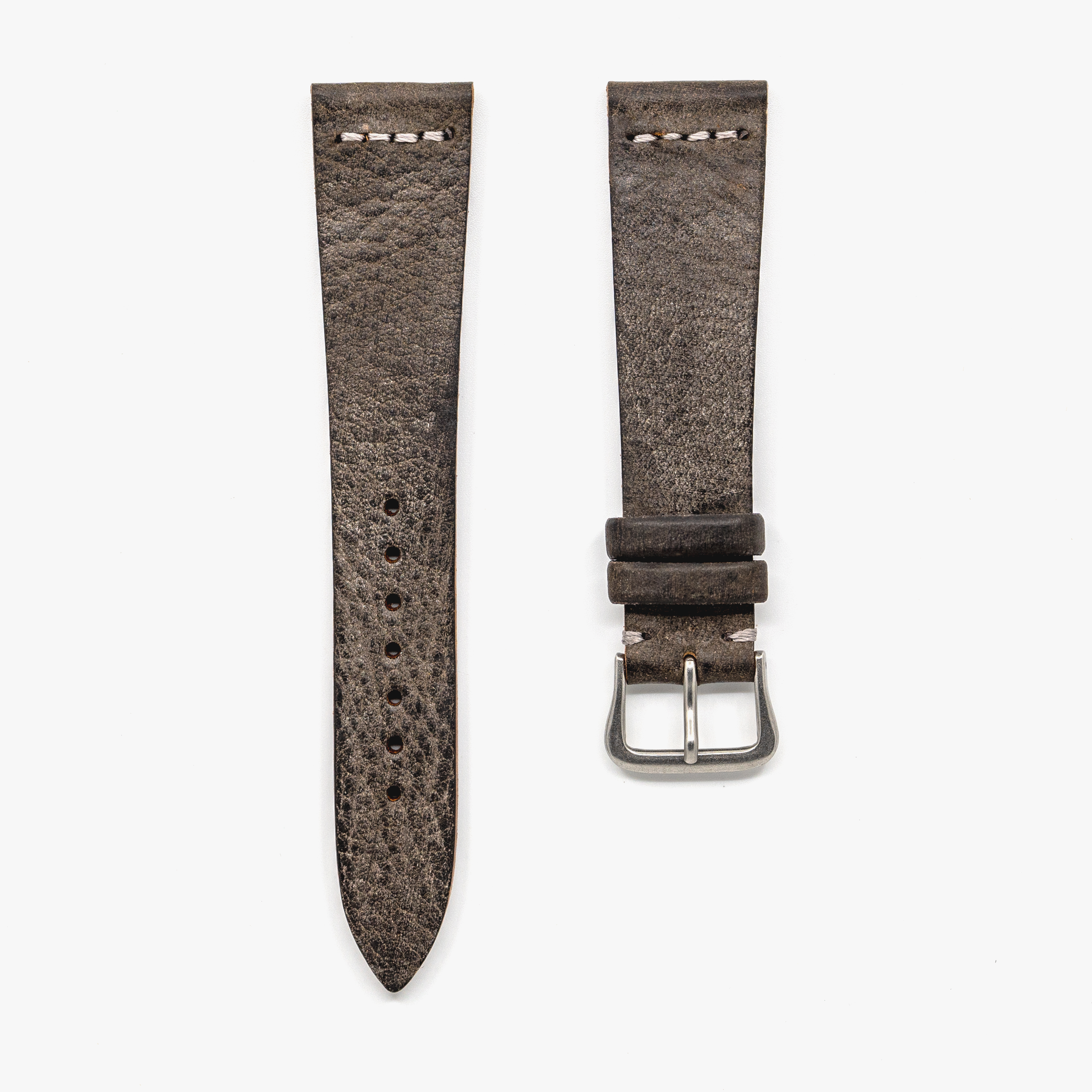 Italian Waxed Cowhide Center Stitched Watch Strap