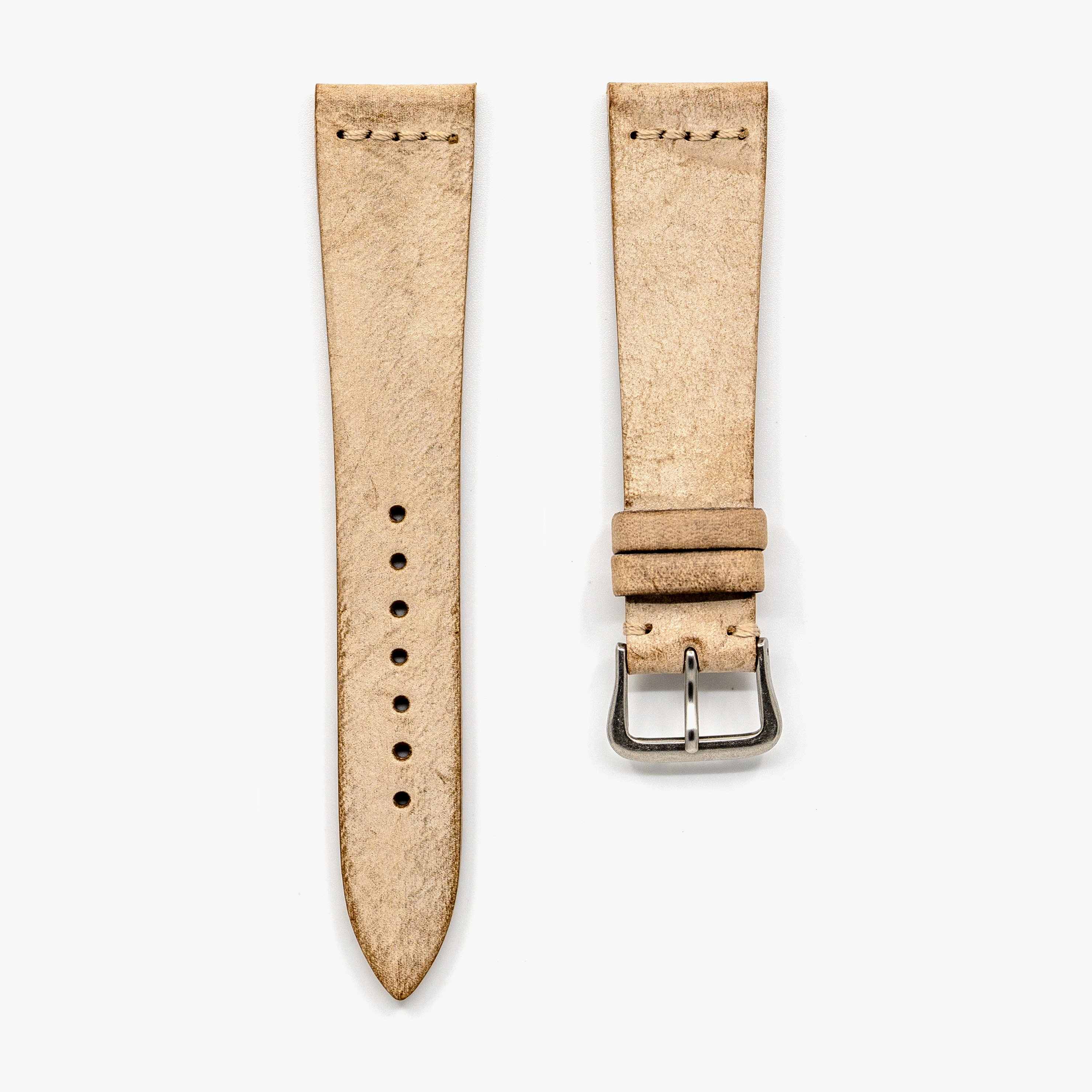 Italian Waxed Cowhide Center Stitched Watch Strap