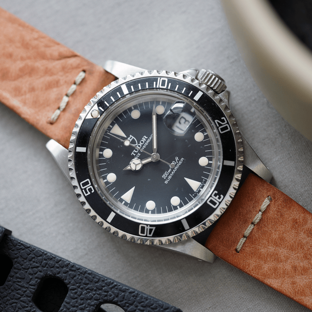 Italian Waxed Cowhide Center Stitched Watch Strap