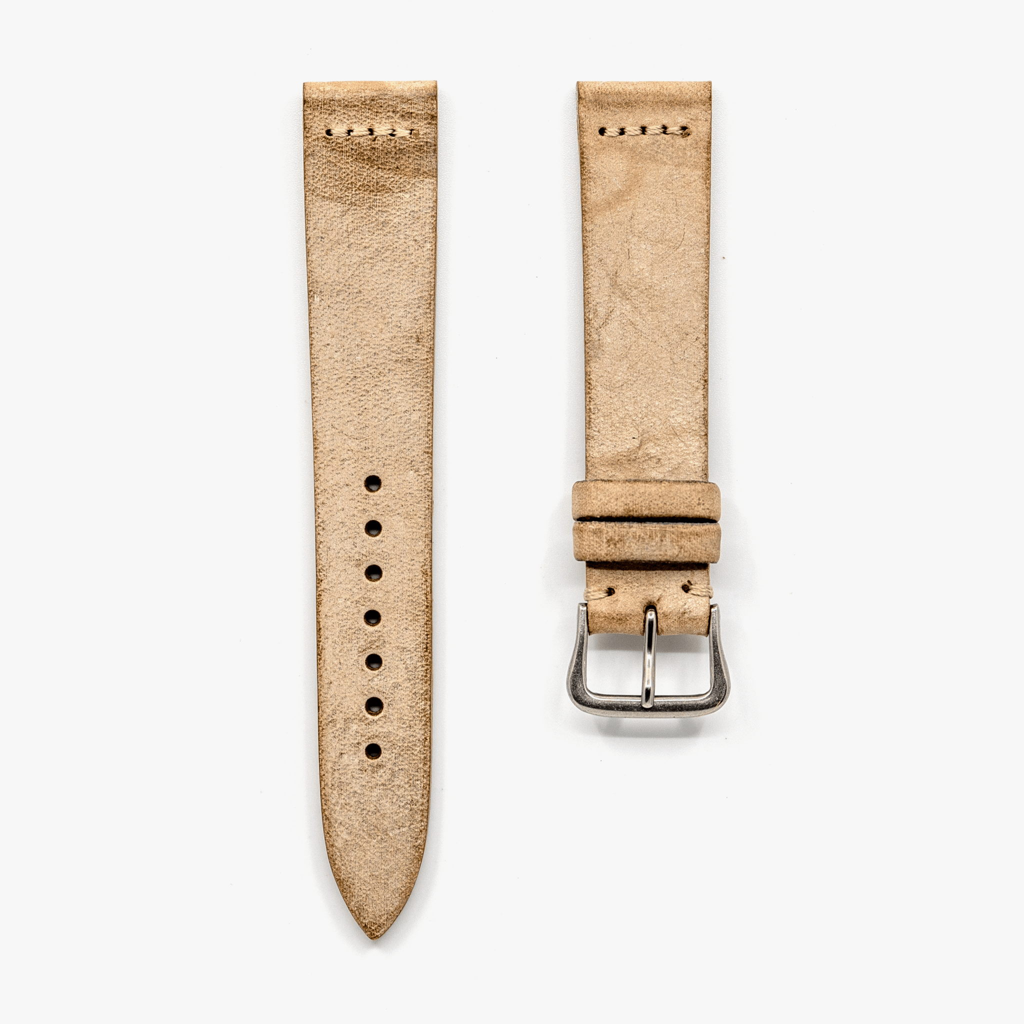 Accurate Form Italian Waxed Cowhide Center Stitched Watch Strap - Time Curated