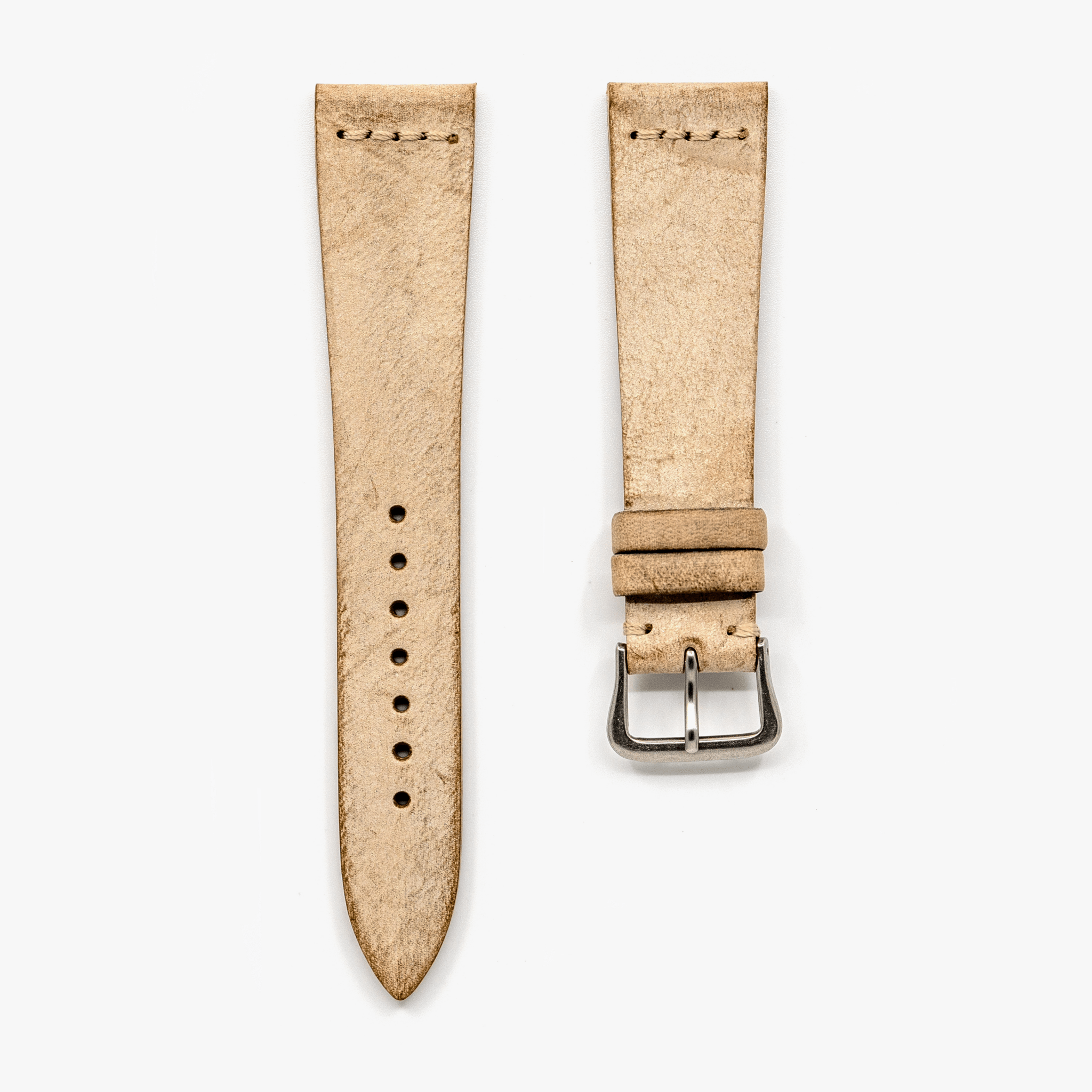 Accurate Form Italian Waxed Cowhide Center Stitched Watch Strap - Time Curated